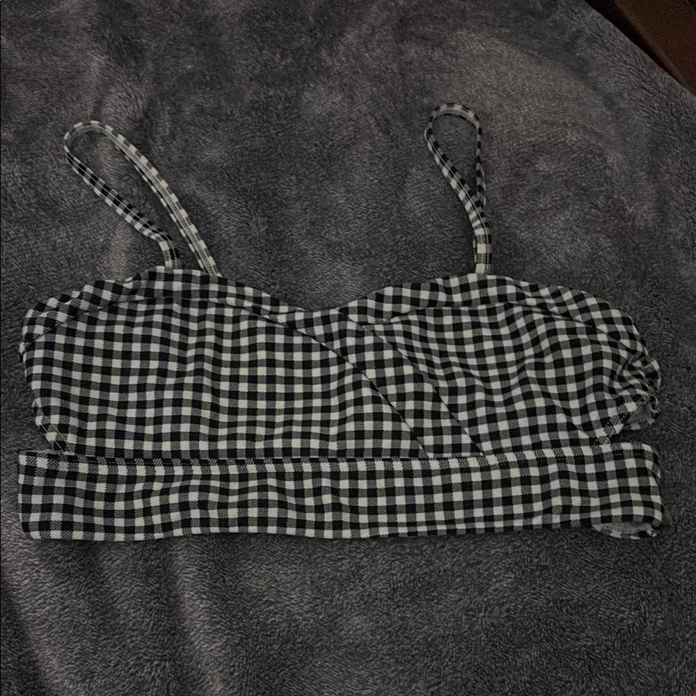 Black and White Gingham Bathing Suit Top